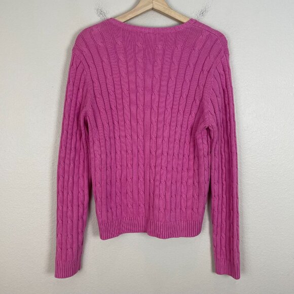 NEW Chaps Womens XL Pink Cable Knit Sweater V Neck Long Sleeve Knit Top - Picture 10 of 13